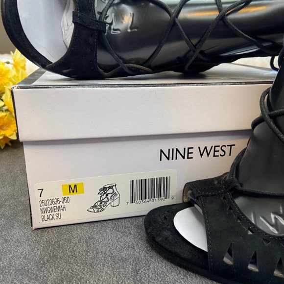 Nine West Black Gweniah Suede Sandals Size 7 - Picture 6 of 16